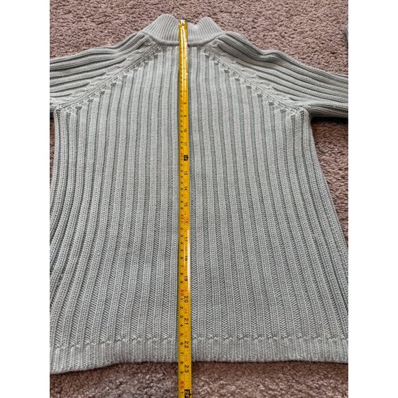 Talbots Petite Zip Front Ribbed Sweater Size S Light Blue Soft Warm HIgh Collar - Picture 5 of 7